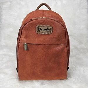 Nygard Collection Faux Suede Small Backpack Unisex Orange